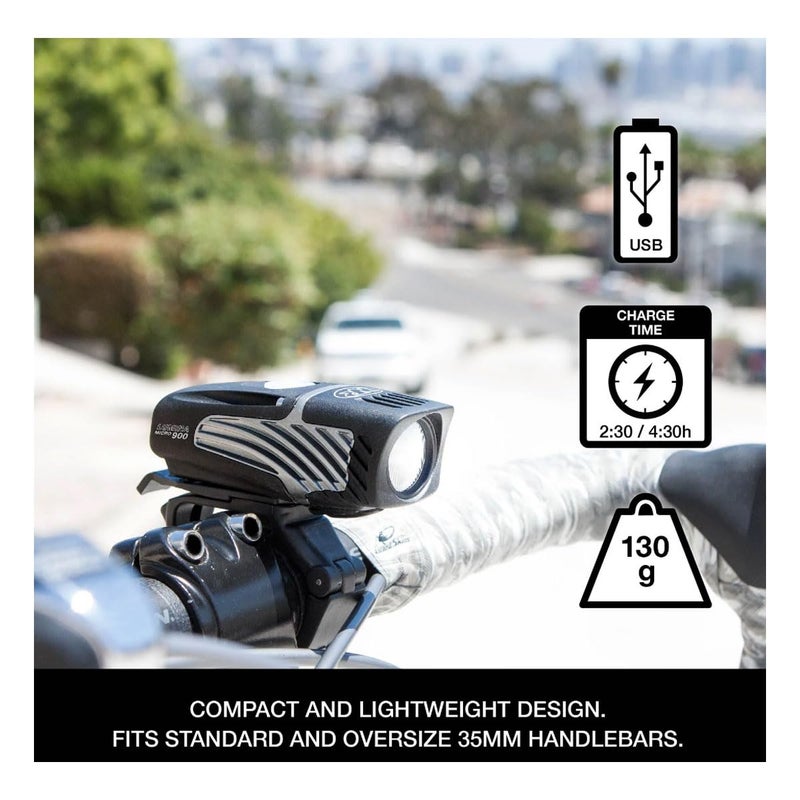 NiteRider Lumina Micro 900 Front Bike Light LED USB Rechargeable Water Resistant Mountain Road Commuting City Urban Cycling Safety Flashlight - Image 4